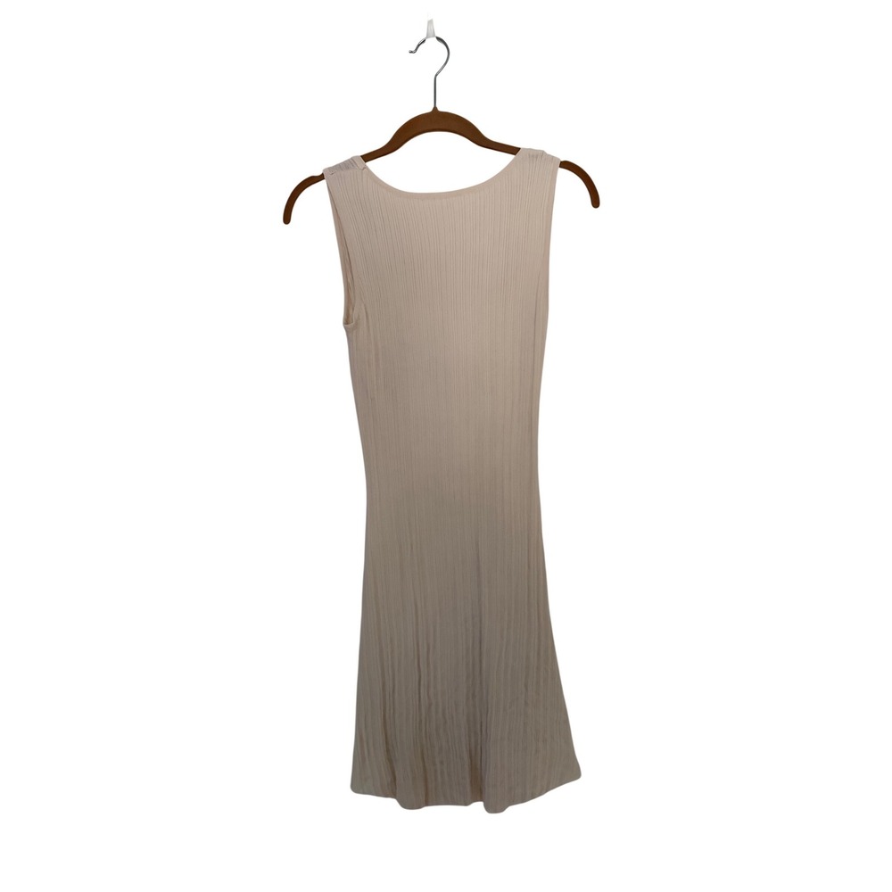 Princess Polly Ribbed Knit Mini Dress Ivory Cream Open Back Tie Detail Size US 8